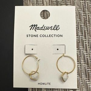 Madewell Stone Collection Small Wire Hoop Earring- Howlite- NWOT
